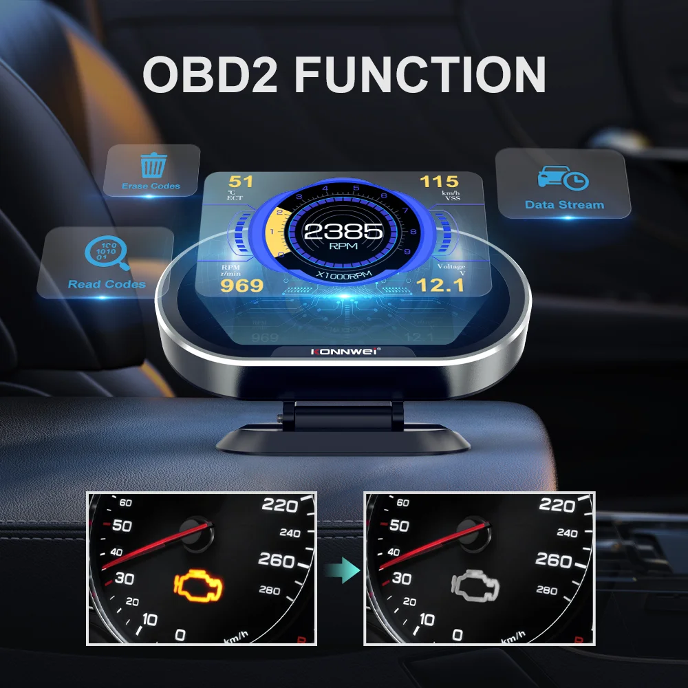Автомобильный бортовой компьютер KONNWEI KW206 OBD2 цифровой Компьютерный дисплей