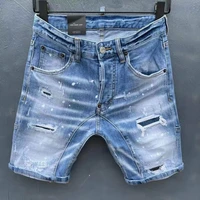 2021 new dsquared2 fashion trend washed worn hole paint dot mens motorcycle jeans dt138