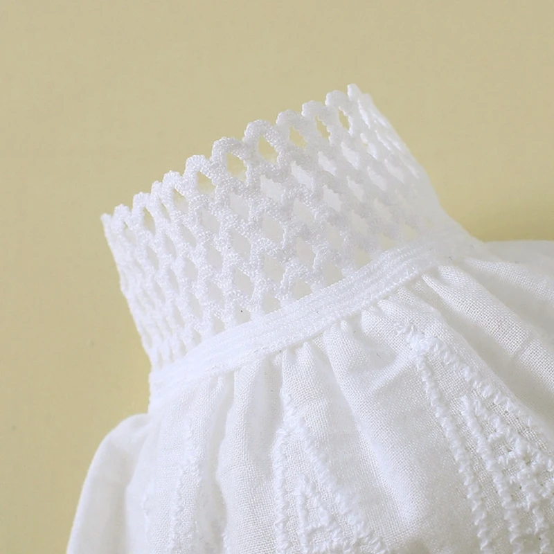 

Women Jacquard Fake Sleeves Hollow Out Scalloped White Flared Cuffs Wrist Warmer U4LE