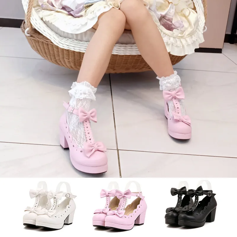 женские ботинки обувь для девочек туфли мэри джейн Женские лодочки каблук лолита