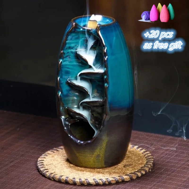 Бесплатный 20 шт Подарочный держатель ладана керамический обратный поток водопад