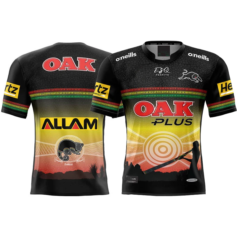 

2021 Penrith Panthers Rugby ANZAC DAY Indigenous Sportswear MEN'S JERSEY Tops Sport Shirt Size S-5XL