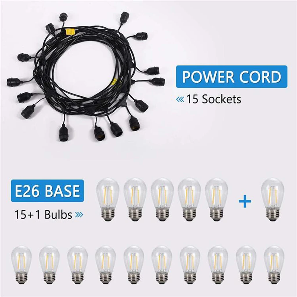 

15M string lights bulb outdoor fairy lighting Christmas light decor outdoor waterproof lights wedding patio string fairy lights