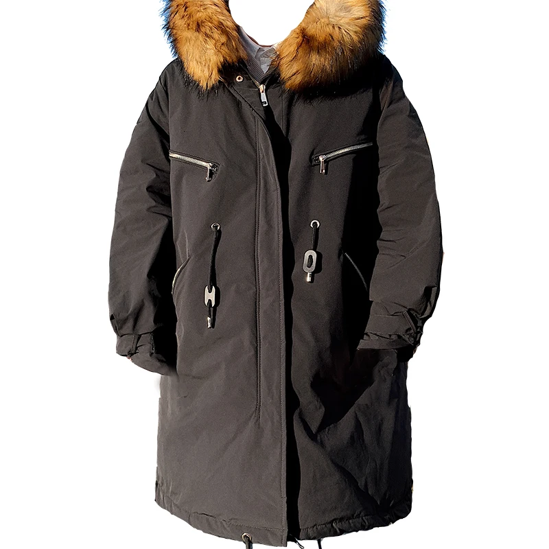 

Men's cotton clothing 2019 autumn and winter new detachable fur collar couple long cotton coat youth fashion men's clothing