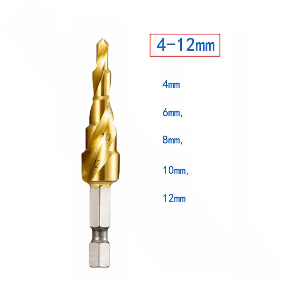 4-12 mm 5 Step Vastar из быстрорежущей стали титановое ступенчатое сверло 3-12 мм 4-12 мм 4-20 мм металлический центральный пробойник для деревообработки - Цвет: 4-12 mm 5 Step
