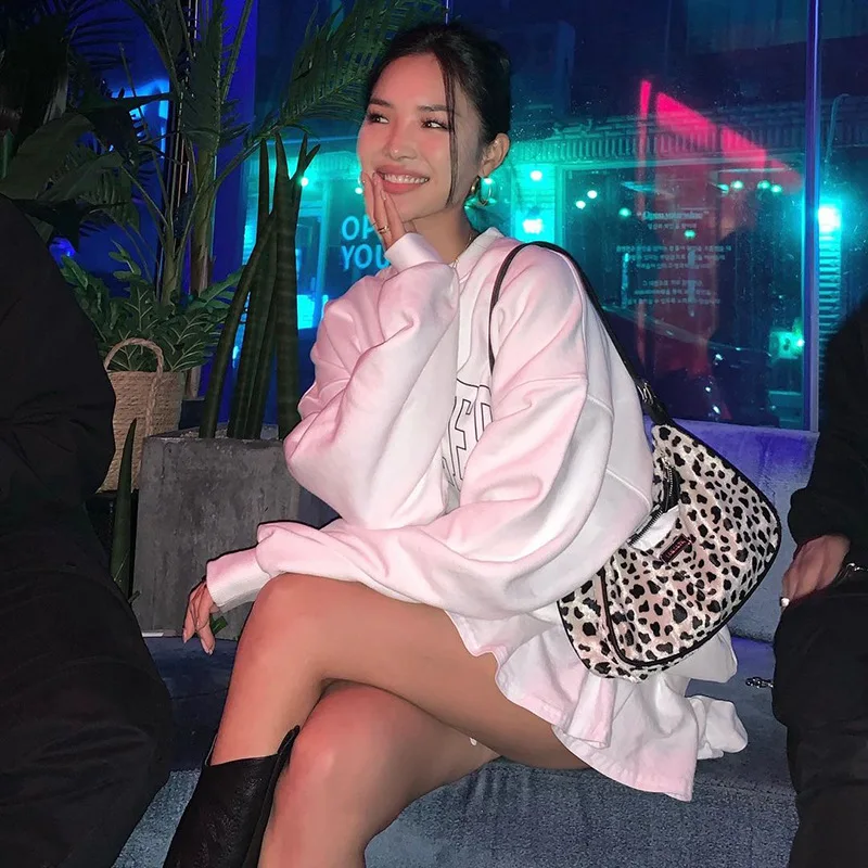 

Современsaa E-girl, винтажные свитшоты с надписью, Модные свободные белые топы с длинным рукавом и круглым вырезом, Осенний Повседневный Топ