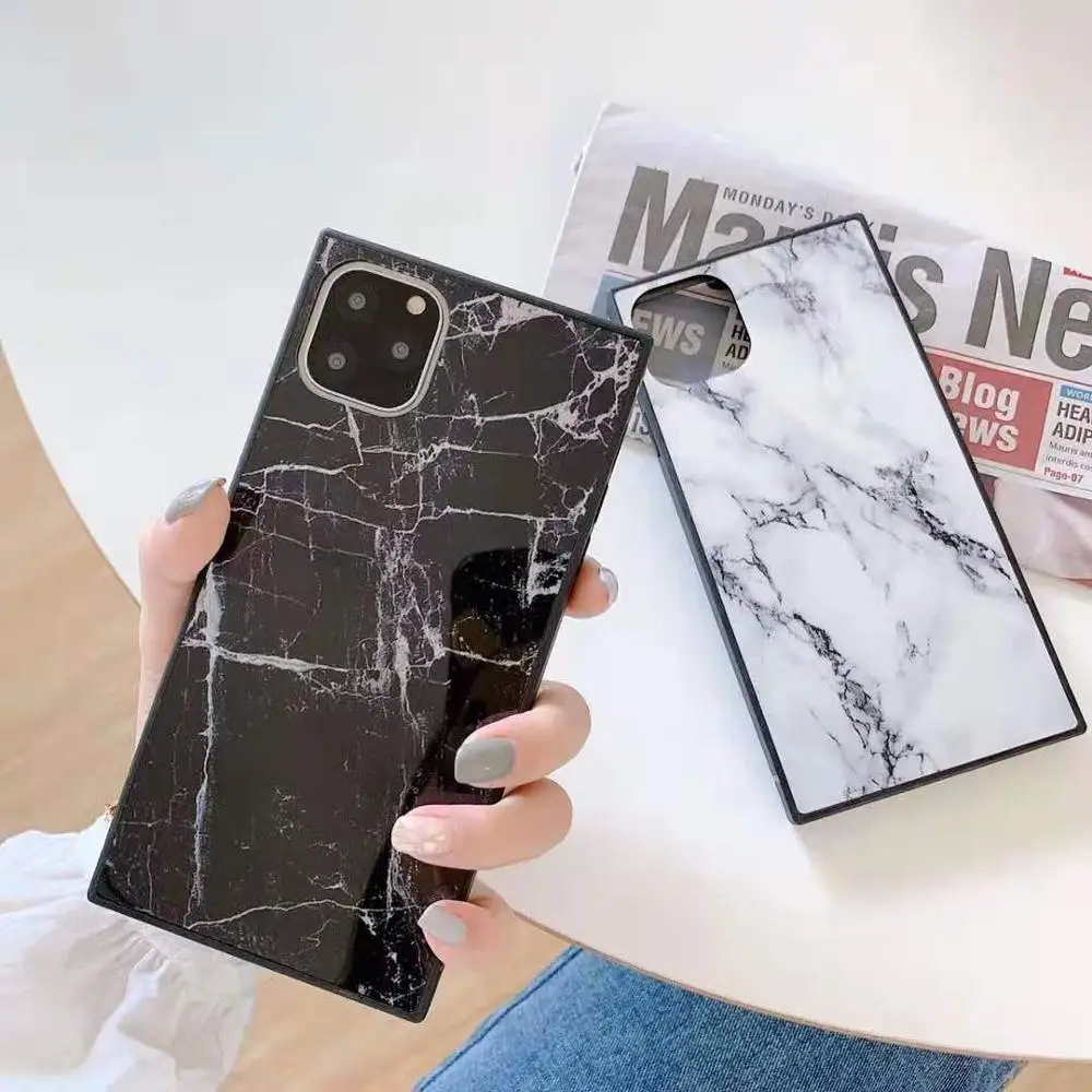 Квадратный мраморный чехол для iPhone 11 Pro Max XR XS X s ультра тонкий мягкий Силиконовый