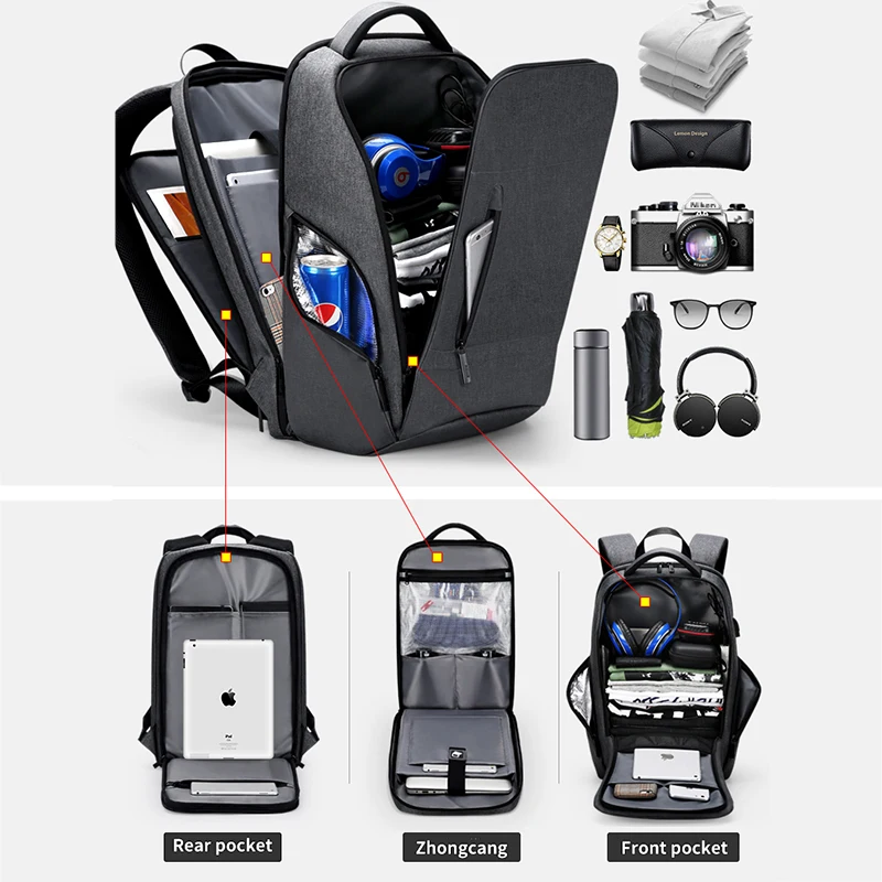 USB зарядка профессиональный мужской водонепроницаемый рюкзак для ноутбука 15 6