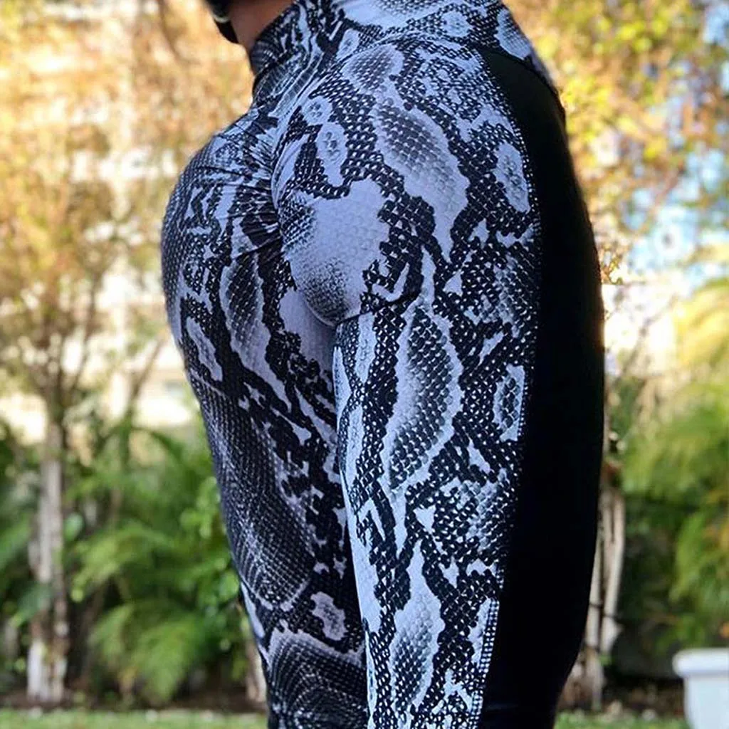 Snakeskin Pattern Yoga Pants Women High Waist Elastic Leggings Sport Fitness Feminina Tights Energy Seamless 2. | Спорт и