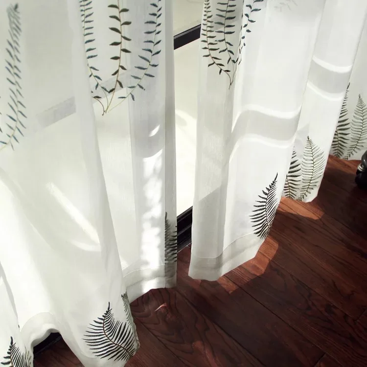 Оконная пряжа с вышивкой современная простая марля для окон со ста занавеска