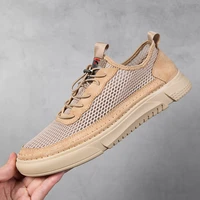 summer mens casual shoes breathable outdoor mesh mens sneakers luxury suede comfortable soft sole mens walking shoes