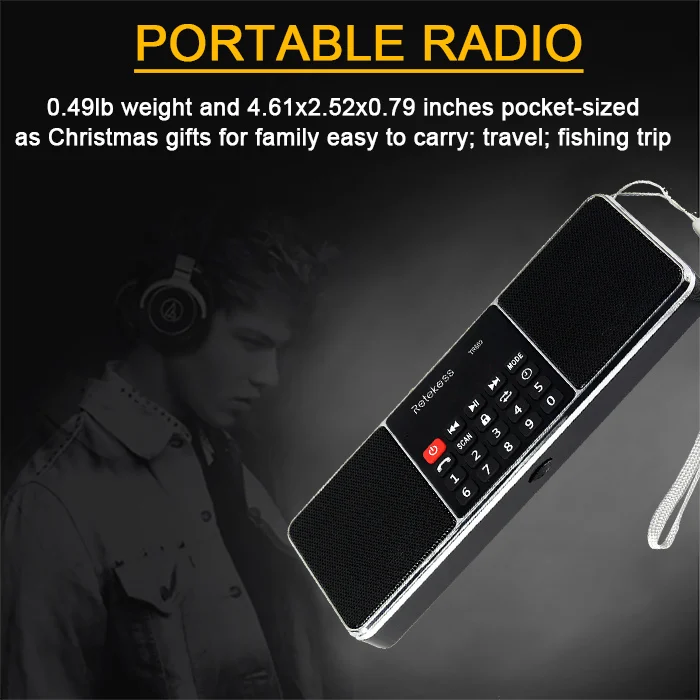 Retekess TR602 Портативный AM FM стерео радио приемник с беспроводной MP3-плеер динамик AUX вход поддержка TF карты таймер сна