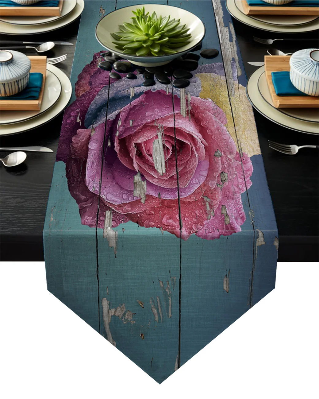 Настольная дорожка s Современная винтажная деревянная розовая роза деревянные