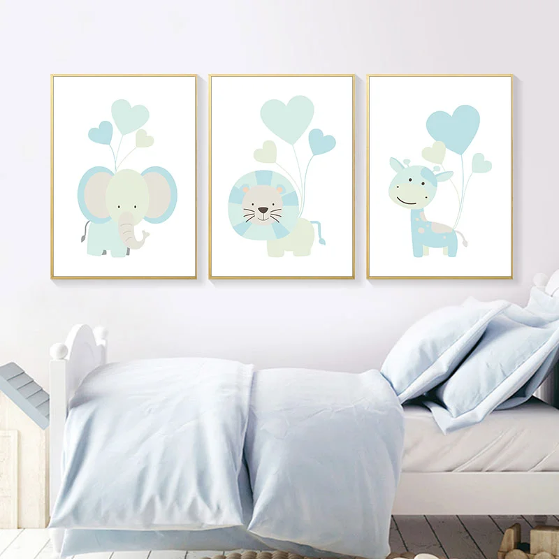 Wall Art Холст Картины лесных животных Лев Олень ребенка плакат для детской печати