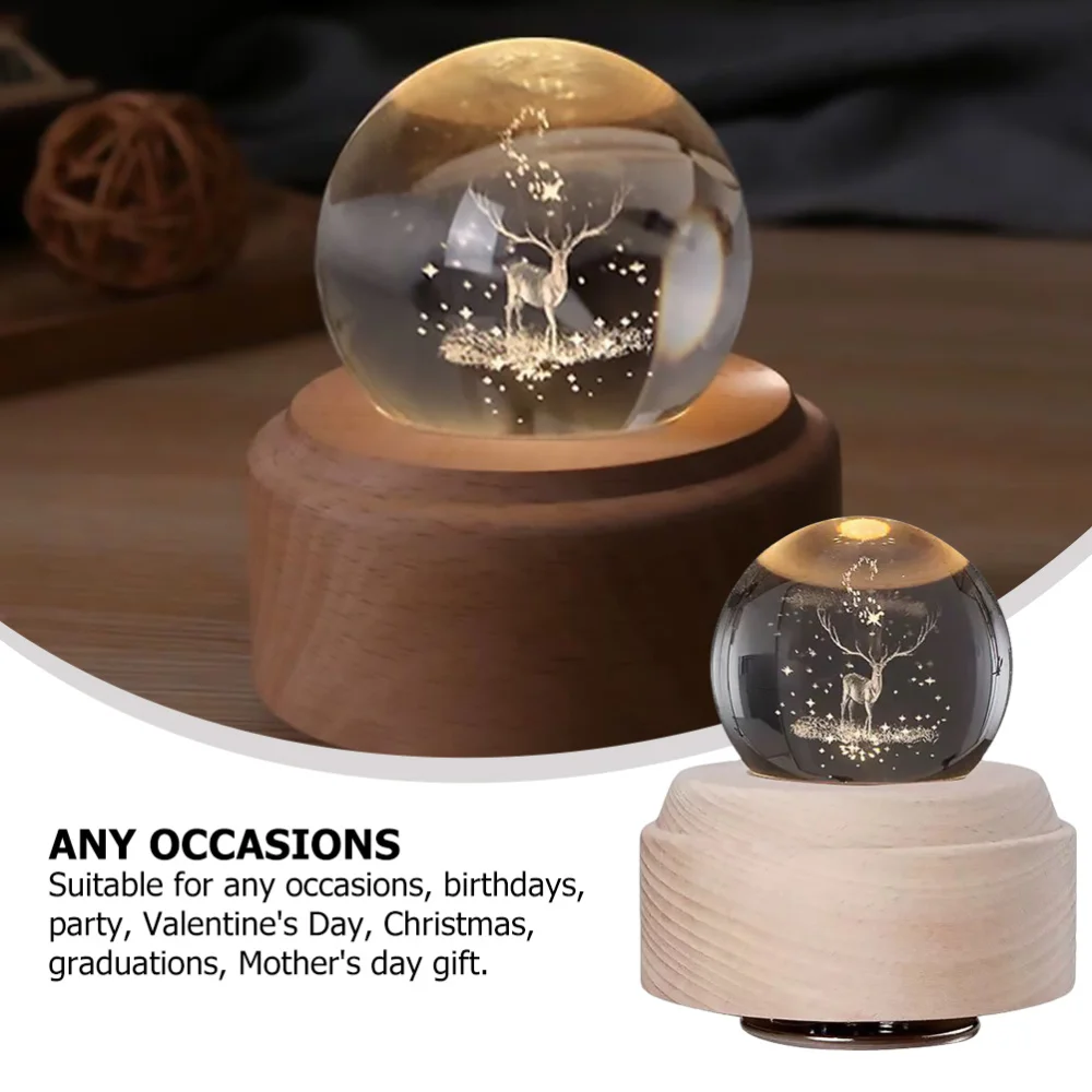 

LED Lamp Elk Crystal Box Gift Home Decoration Accessories Ornaments
