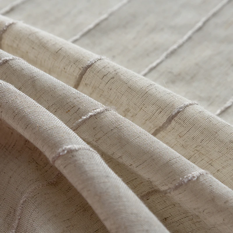 ЛМС льняной текстурой занавески японский Стиль полосой окно Гостиная Кухня