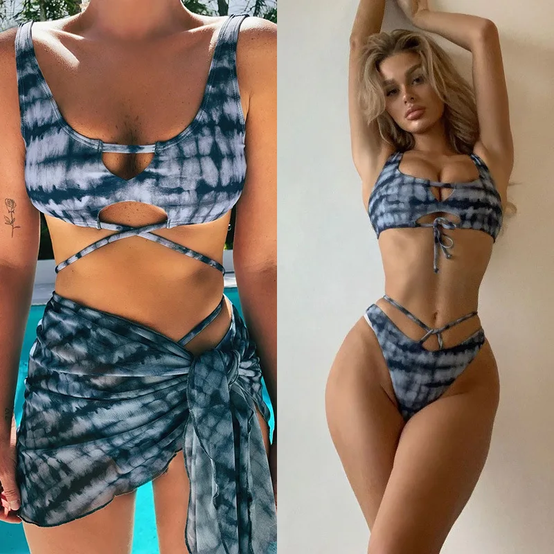 

Swimsuit for Women 2021 Tie-dyed Bikini Set Women's Swimwear Printed Beach Ladies Beach Swimsuits