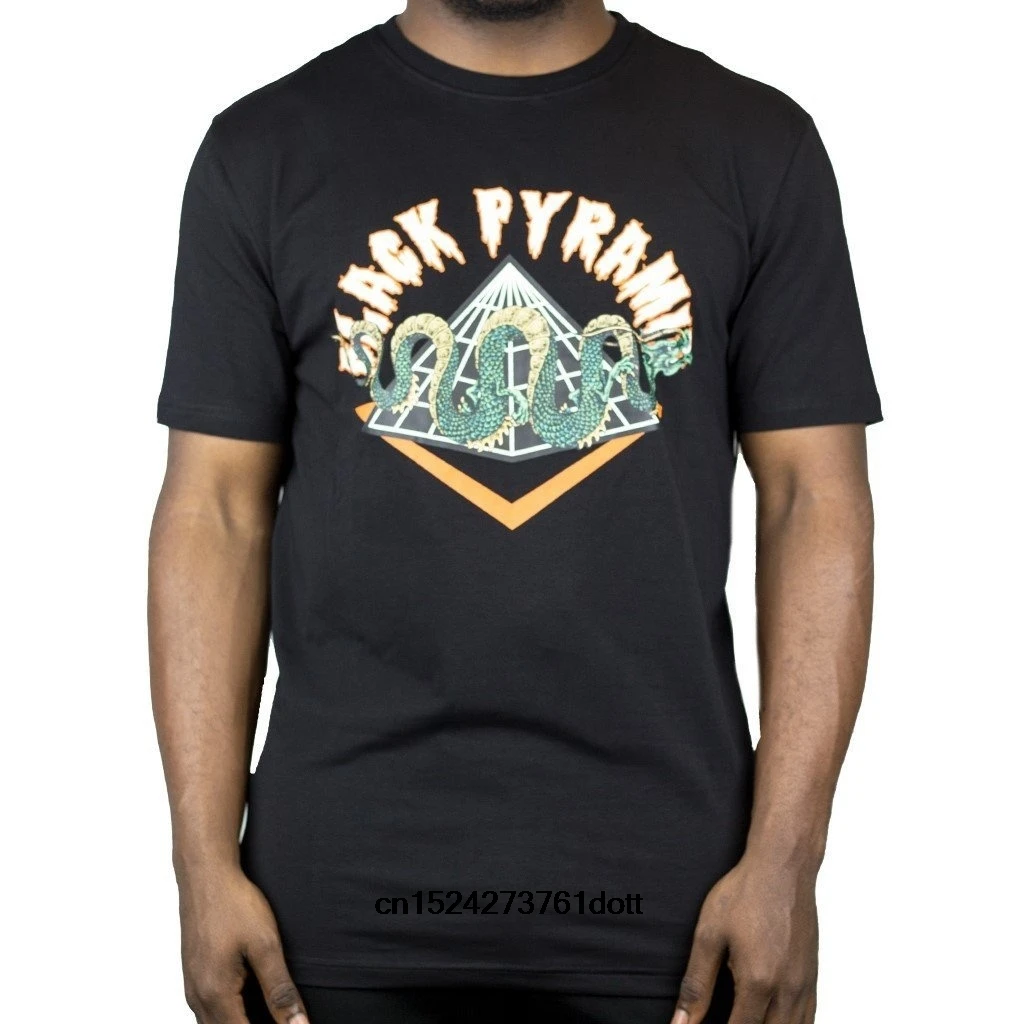 Забавная Мужская футболка белая черная пирамида Змеиный логотип Графический топ