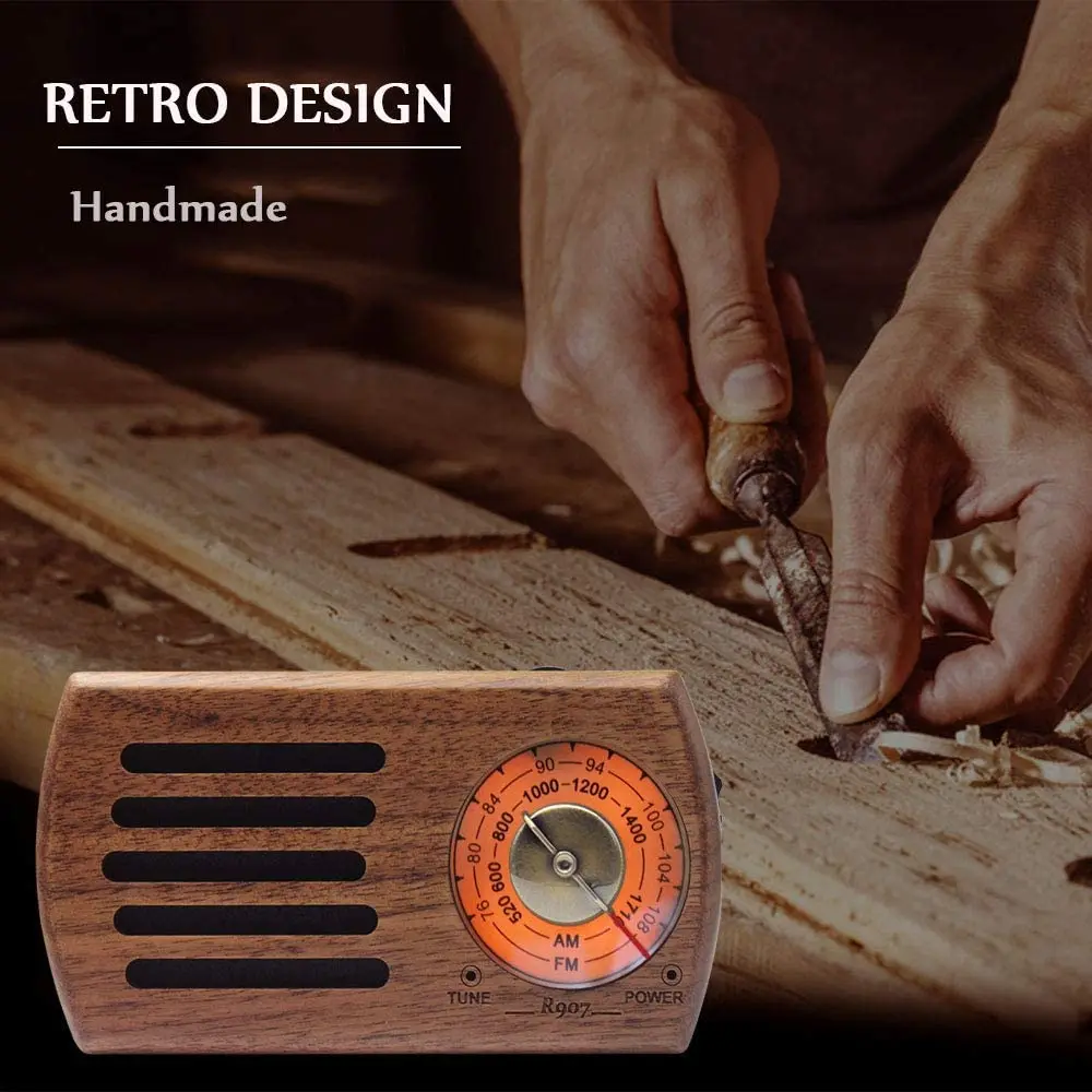 Миниатюрное портативное радио REDAMIGO Solid Wood с FM и AM радиоприемником R907.