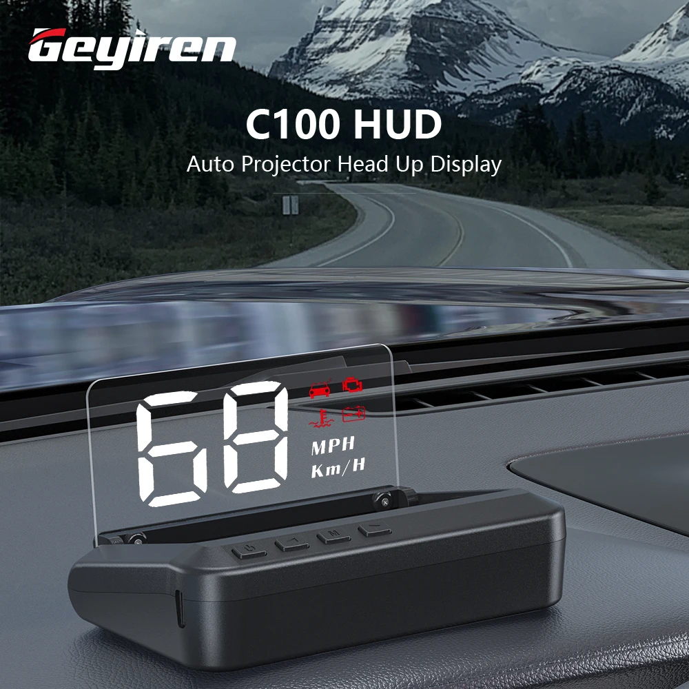Geyiren C100 OBD2 дисплей на лобовом стекле км/ч миль/ч - изображение
