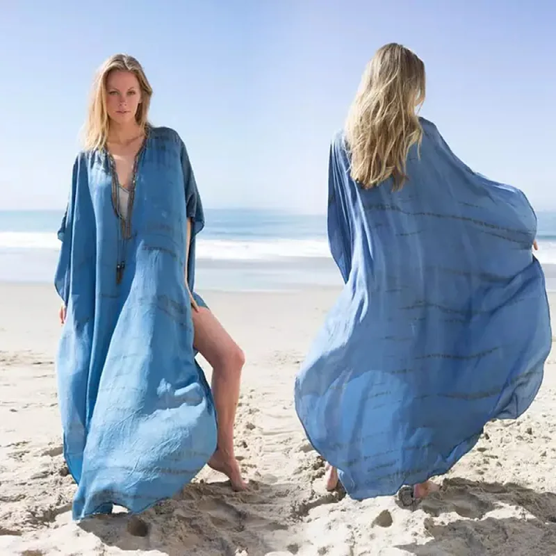 A _ Sir пляжная блузка Новая цветная полосатая окрашенная гало свободная большая