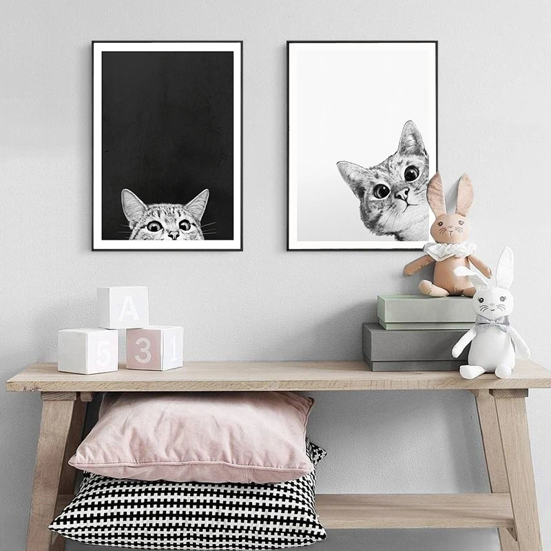 

Baby Nursery Cat Poster Prints Nordic Poster Aminials Canvas Painting For Living Kids Bed room Modern Home Decorative Prins