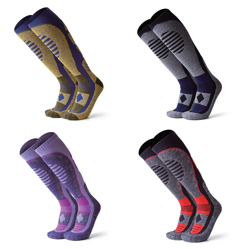 

Winter Skiing Socks Knee High Long Thick Thermal Elastic Shock Absorption Hosiery Climbing Hiking Footwear Accessories
