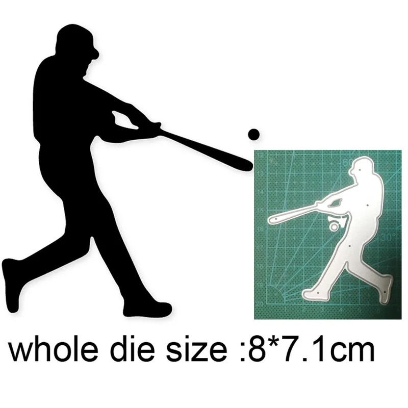 

2021 metal cutting dies cut die mold man playing baseball decoration Scrapbook paper craft knife mould blade punch stencils dies