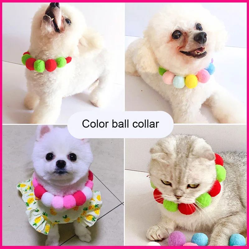 

Plush Ball Bead Cute Cat Collar Woven Purple Sweet Dog Pet Necklace Scarf Kitty Accessories Puppy Neck Strap