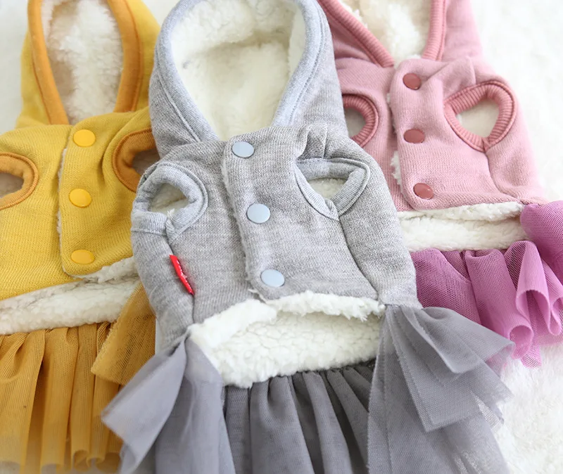 Кружевная Одежда для собак с шариками и бантом зимнее теплое платье собаки