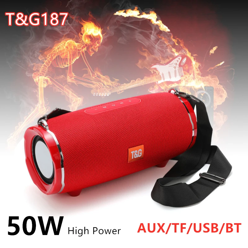 

50W High Power Wireless Bluetooth Speaker 4400mAh Portable Column Outdoor Waterproof Subwoofer with FM Radio AUX/ TF/USB Boombox