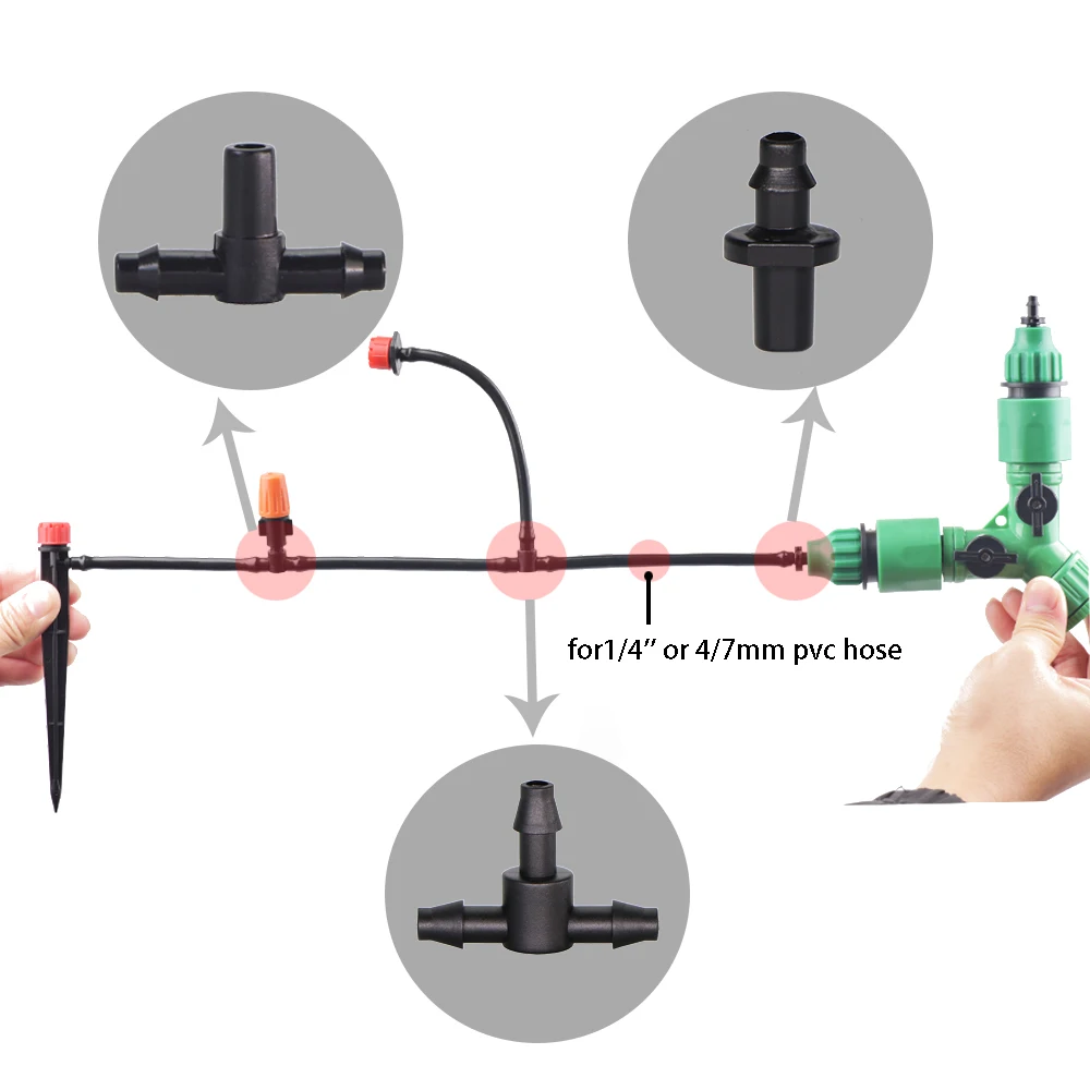 Капельный съемник для полива 1/4 дюйма шланг с двойной зазубриной тройник колено