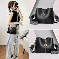 womens buckets 2021 new fashion pu leather shoulder bag multi compartment soft leather large capacity messenger bag soft skin