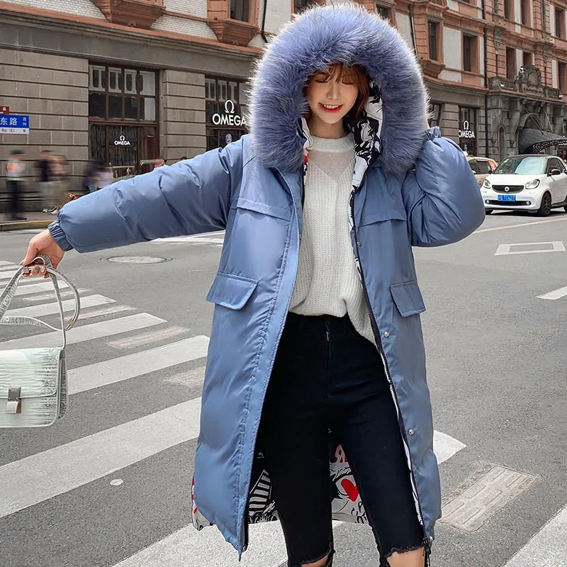 QIHUANG/2019 зимняя Двусторонняя одежда утолщенная Женская пуховая куртка модный