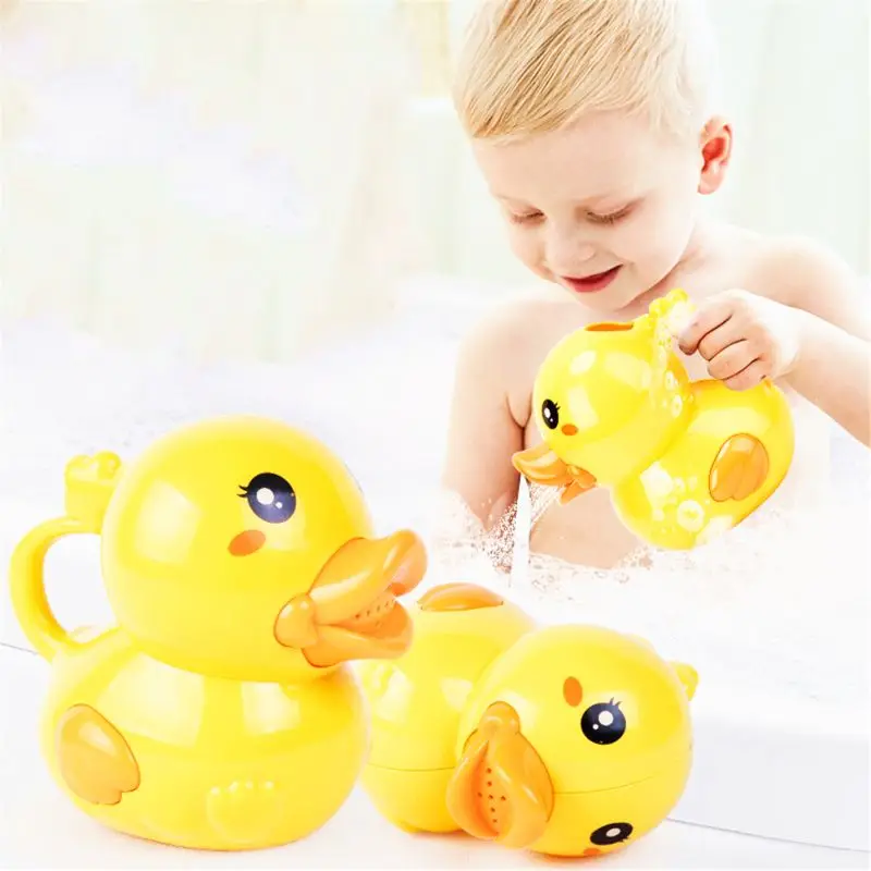 Cute Duck Watering Can Bath Toy Wash Hair For Baby Kid Beach Pool Shower