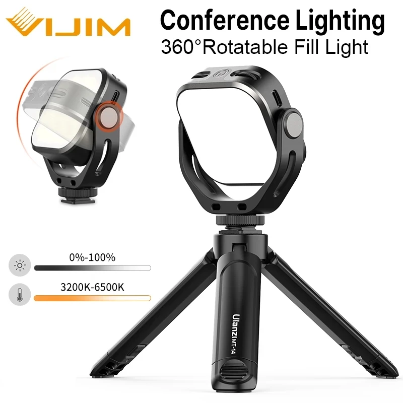 

VIJIM VL66 360 ° Вращение регулируемый светодиодный видео светильник 3200k-6500k USB зарядка для мобильных устройств заполнить светильник для цифрового однообъективного зеркального фотоаппарата Vlog фон для фотосъемки
