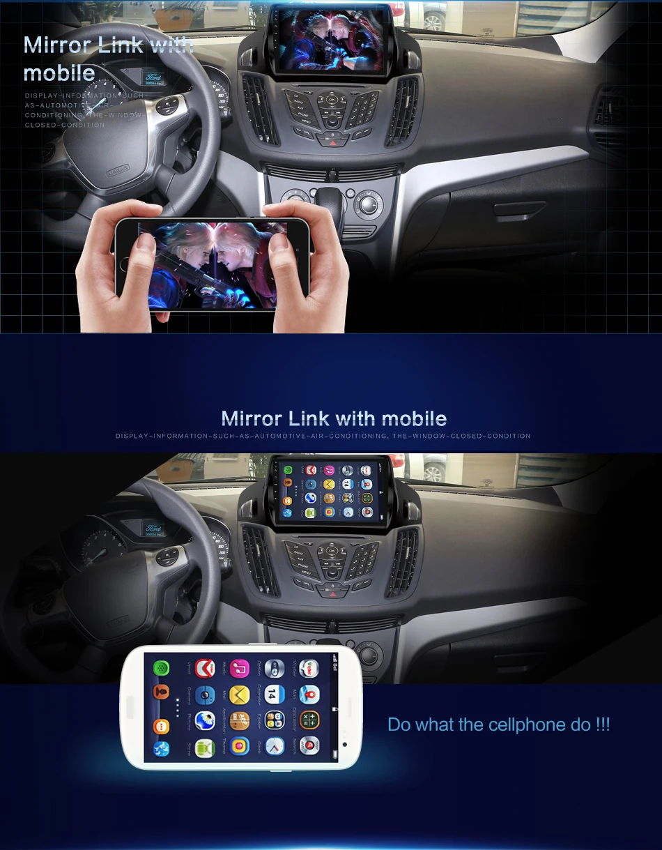 2 din Авторадио автомобиля стерео радио Android 9,0 для Ford Kuga Радио мультимедийный плеер с Wi-Fi Разделенный экран 2G ram 32G rom