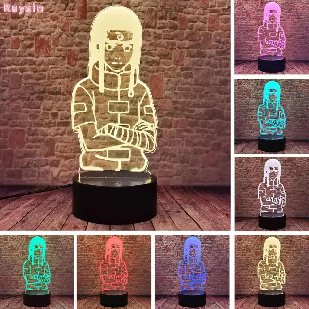 Наруто Legends гиуга нежи фигурки аниме 3D иллюзия СВЕТОДИОДНЫЙ Ночник светильник