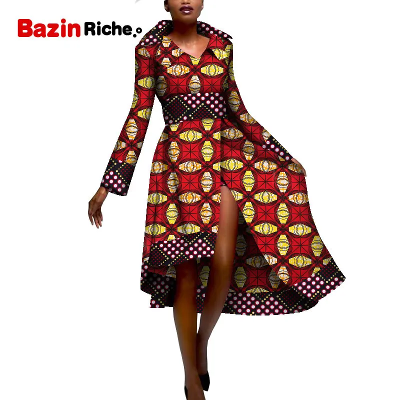 Африканский Стиль элегантные вечерние Модные женские длинные платья осенне