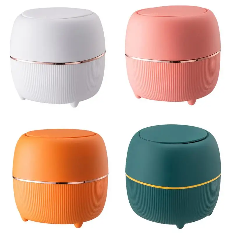 

Desktop Trash Can Nordic Style Sundries Barrel Box Anti-odor Storage Box Garbage Basket With Lid Garbage Bin Kitchen Accessories