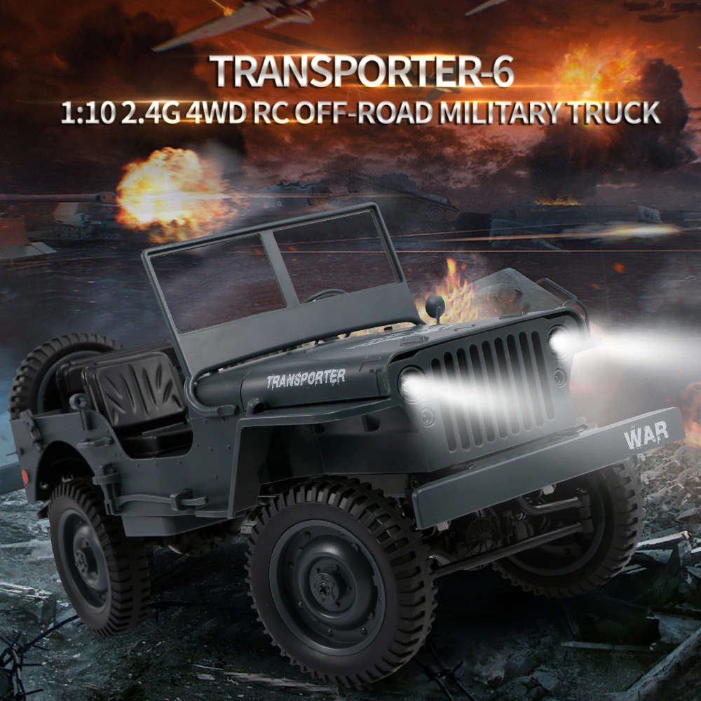 JJR/C Q65 RC автомобиль 1:10 игрушки для детей 2 4G 4WD внедорожный военный транспортер 6 RTR