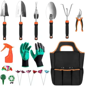 Garden Tool Set 13pieces of Aluminum Garden Tools Transplant Spatula Field Cultivator Hand Rake with Soft Rubber Non-slip Handle 10 item image