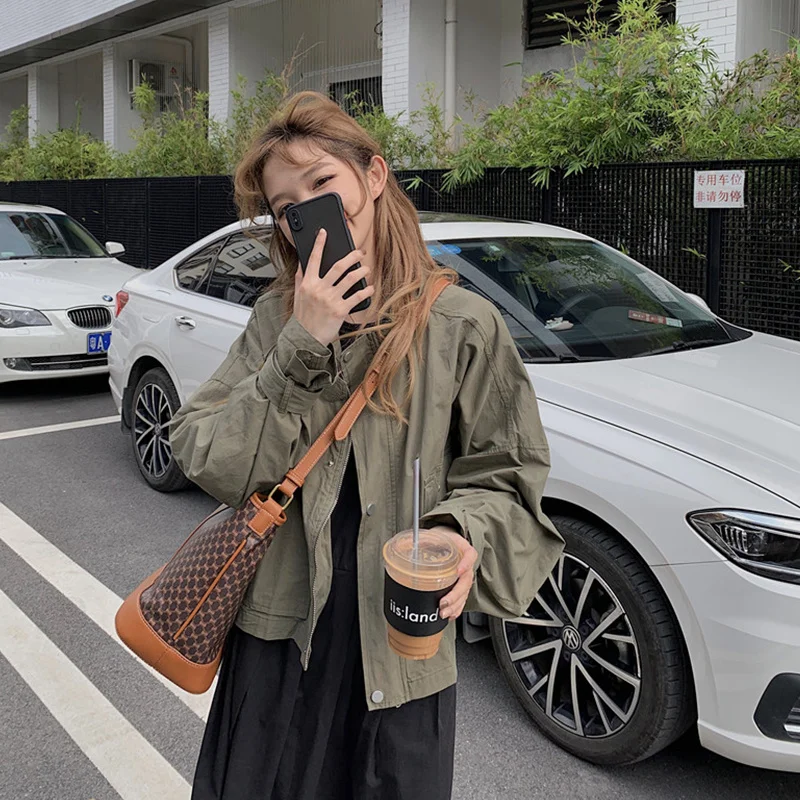 

Осенне-зимняя тонкая свободная повседневная куртка с длинным рукавом, Женская бейсбольная куртка