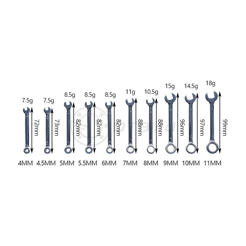 10pcs metric / British Mini mirror throw open-end wrench box set pocket polishing solid and durable | Инструменты