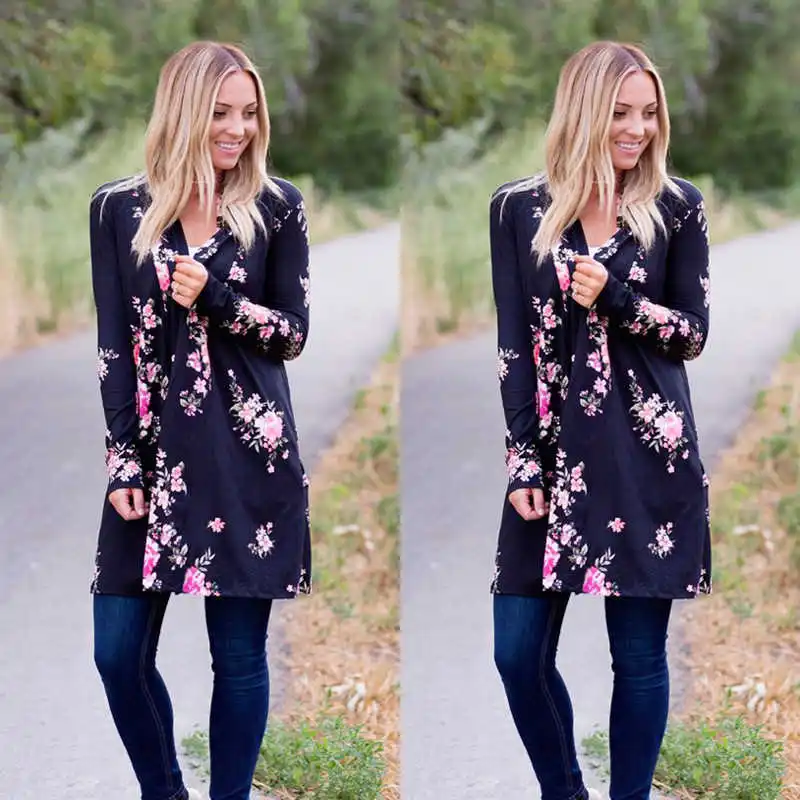 

Women Ladies Long Sleeve Waterfall Coat Jacket Cardigan Overcoat Jumper Floral Print Open Stitch Coat Jacket Plus Size