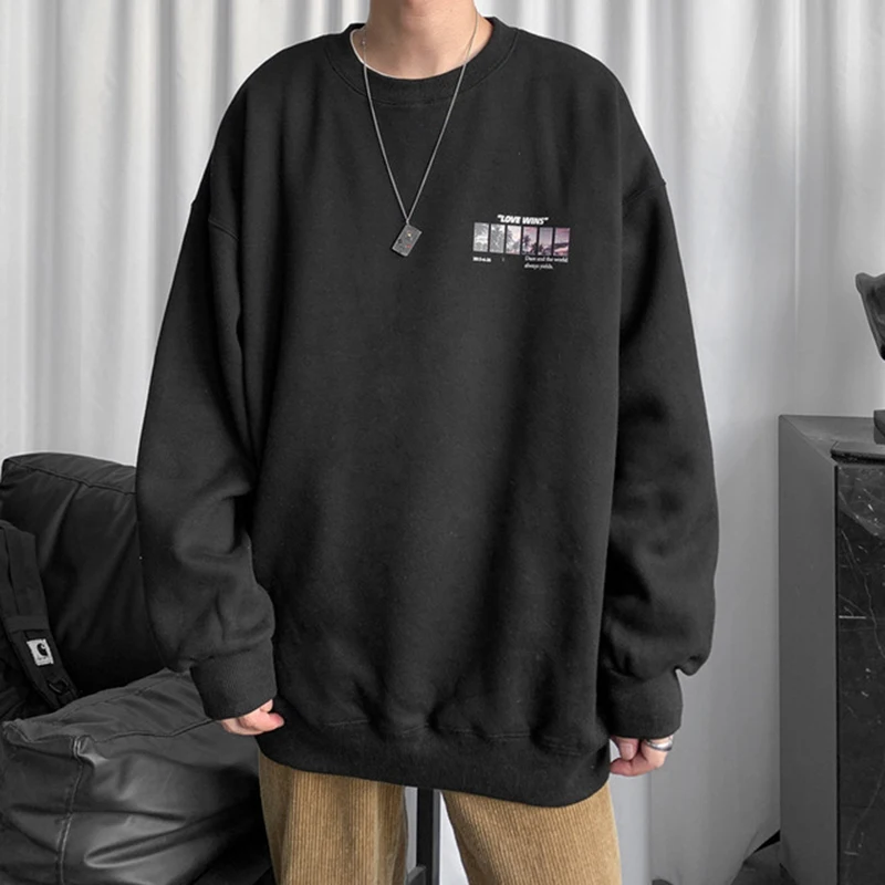 

ZOGAA Sweatshirts Men Round Neck Men's Hoodless Korean Trend Ins Loose Chic Spring Autumn Clothes New Outer Wear Streetwear Boy