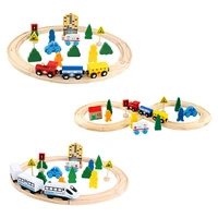 wooden train track accessories wooden railway train set for kids railway activity playset