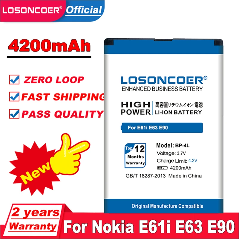 Аккумулятор LOSONCOER 4200 мА · ч для телефона флэш аккумулятор 4 л Nokia E61i E63 E90 E95 E71 6650F N97