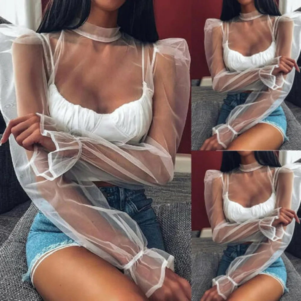 Летние сексуальные женские прозрачные сетчатые укороченные топы Цветочная