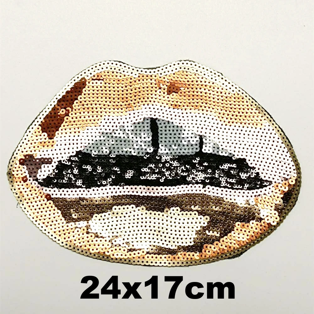 

DIY large embroidery big lip mouth cartoon patches for clothing QR-3370